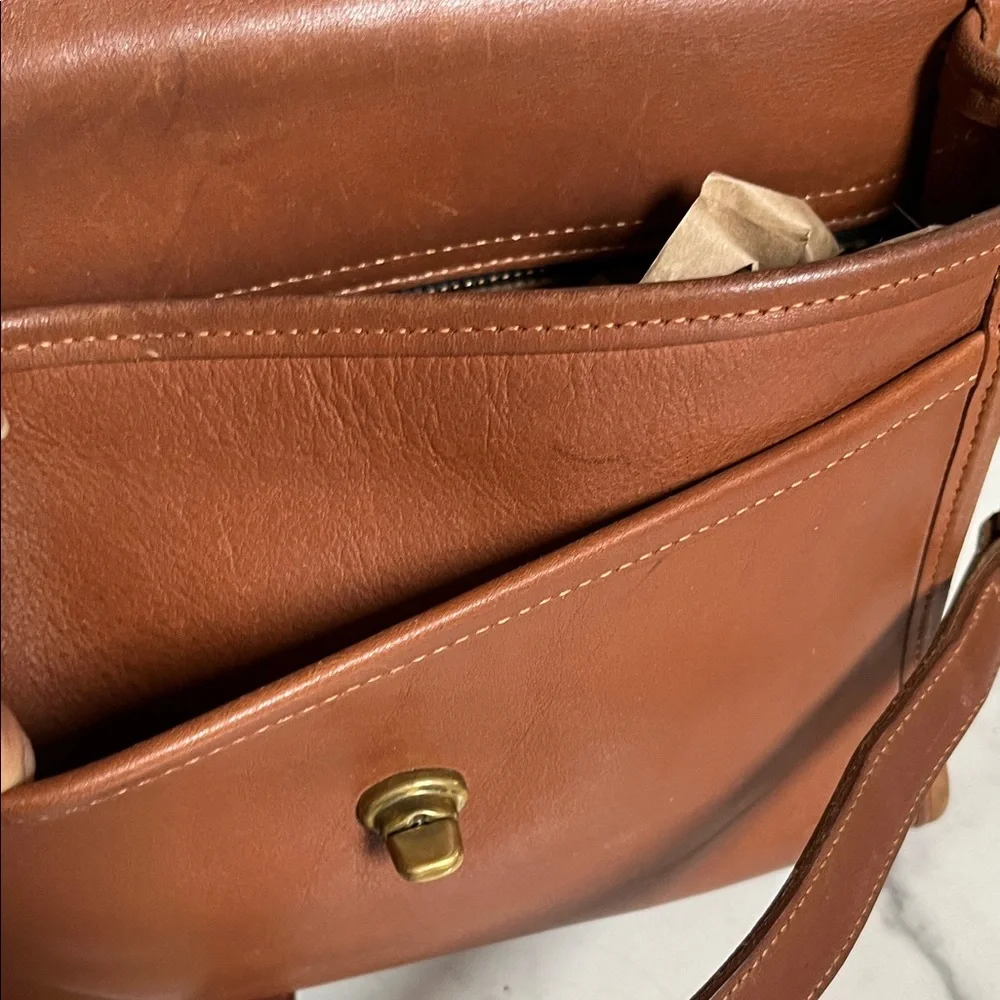 Coach Vintage Chestnut Brown Leather Satchel with Turnlock Hardware